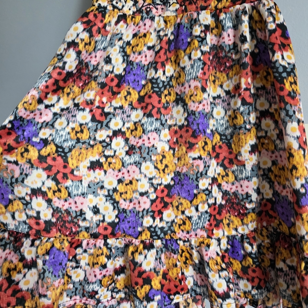 Urban Outfitters Multicolor Floral Mini Silky Boho Dress Small - Picture 5 of 9